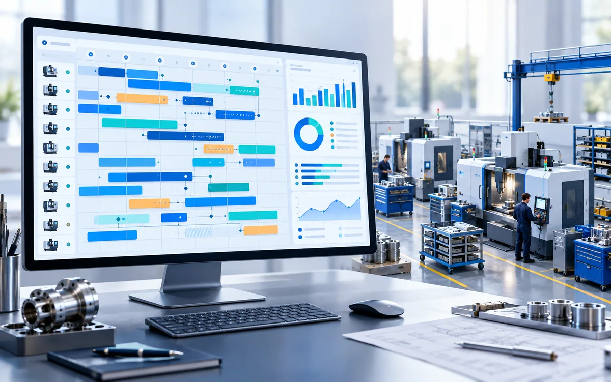 Ilustração de programação da produção com dados demonstrativos